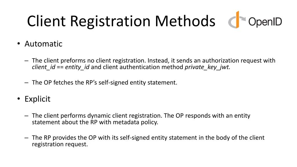 client registration methods