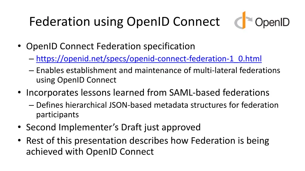 federation using openid connect