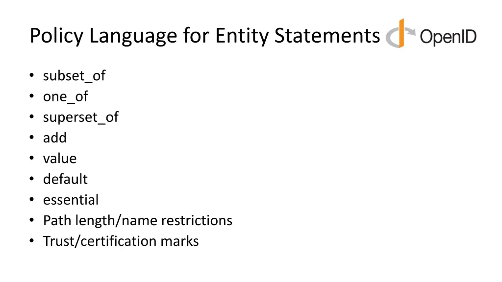 policy language for entity statements