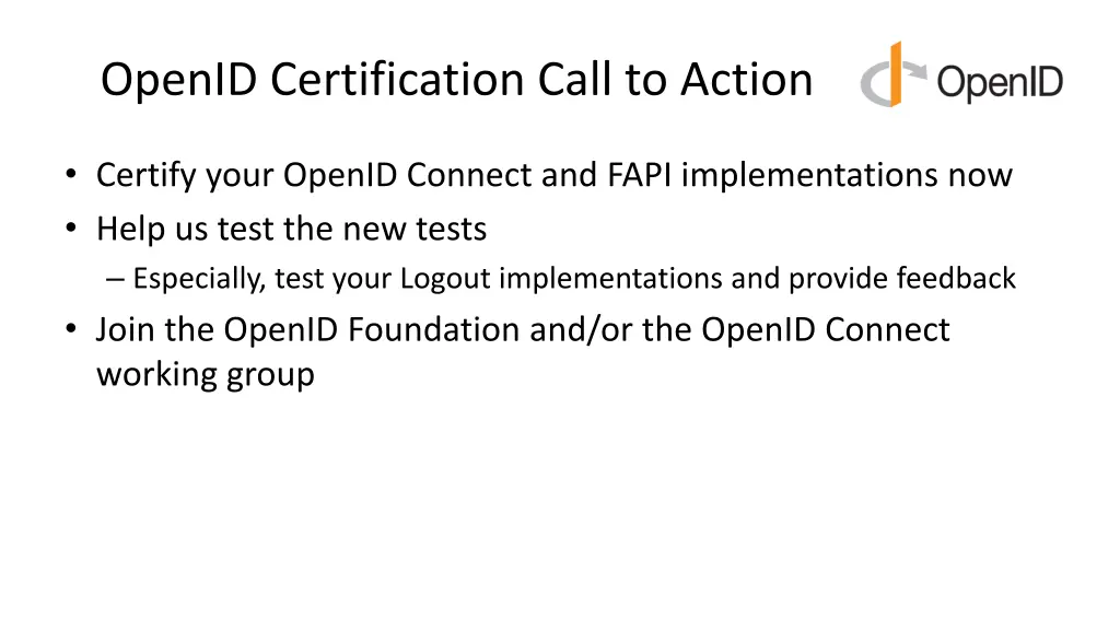 openid certification call to action
