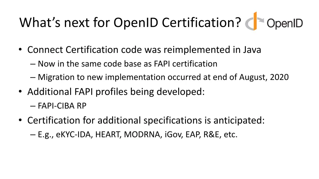 what s next for openid certification