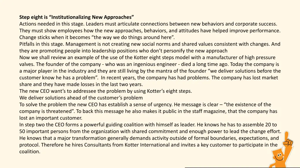 step eight is institutionalizing new approaches
