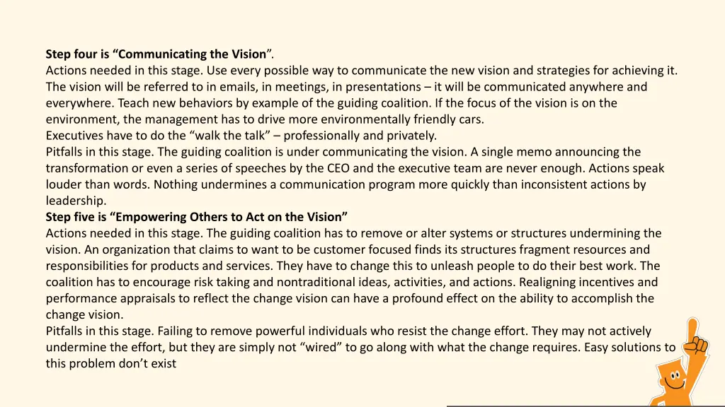 step four is communicating the vision actions