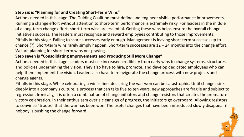 step six is planning for and creating short term