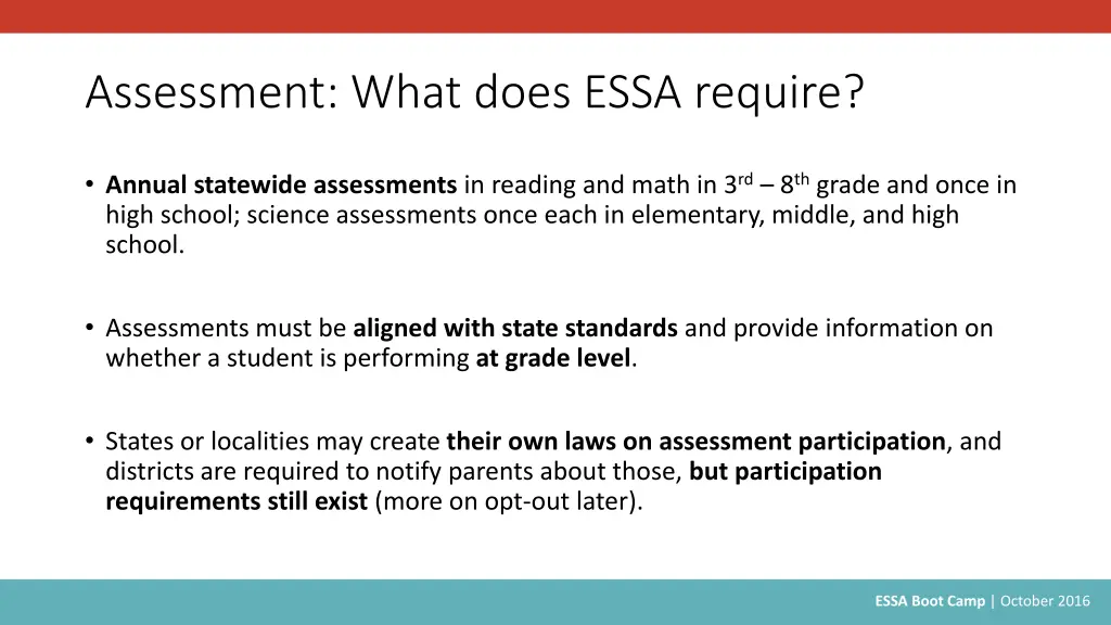 assessment what does essa require