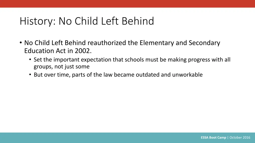 history no child left behind