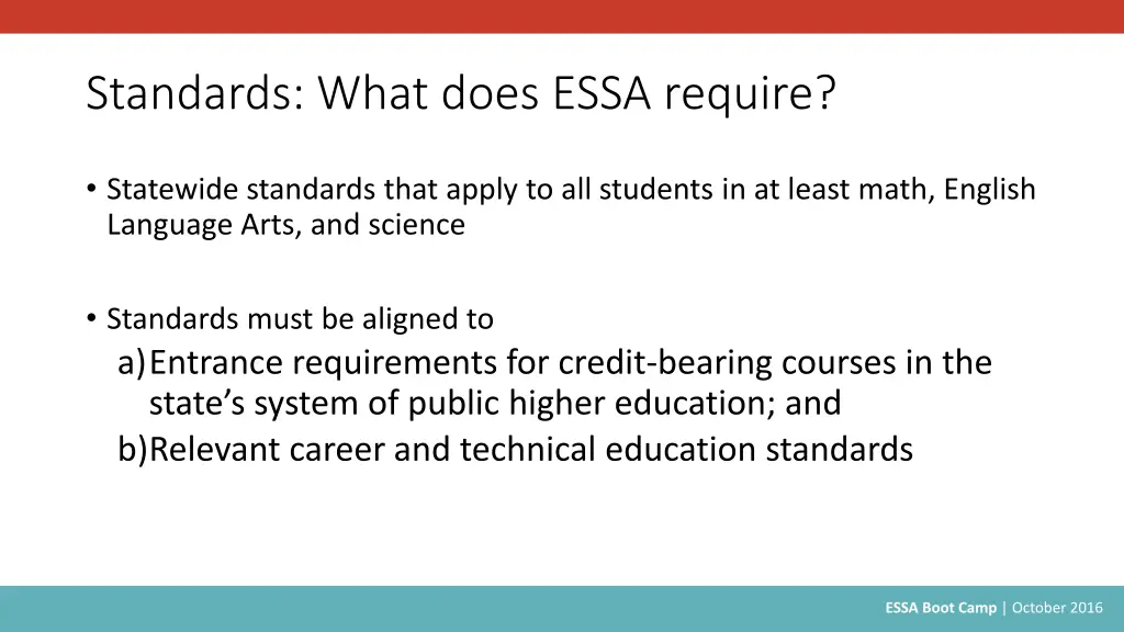 standards what does essa require