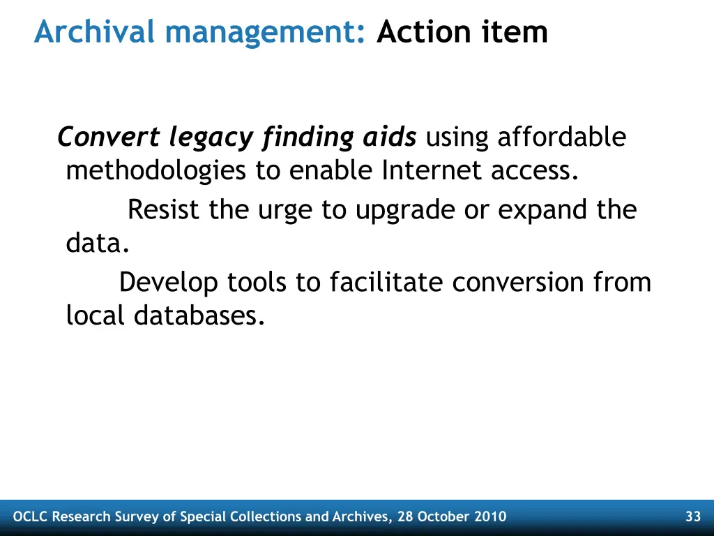 archival management action item