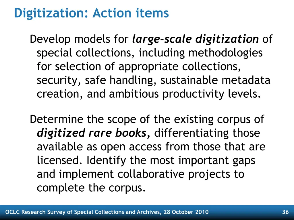 digitization action items