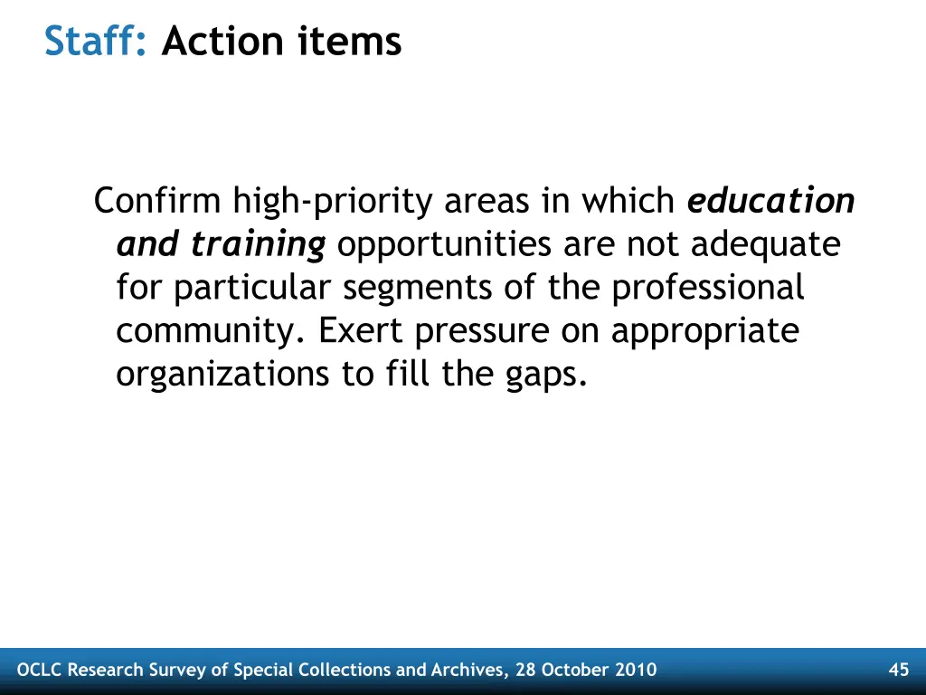 staff action items
