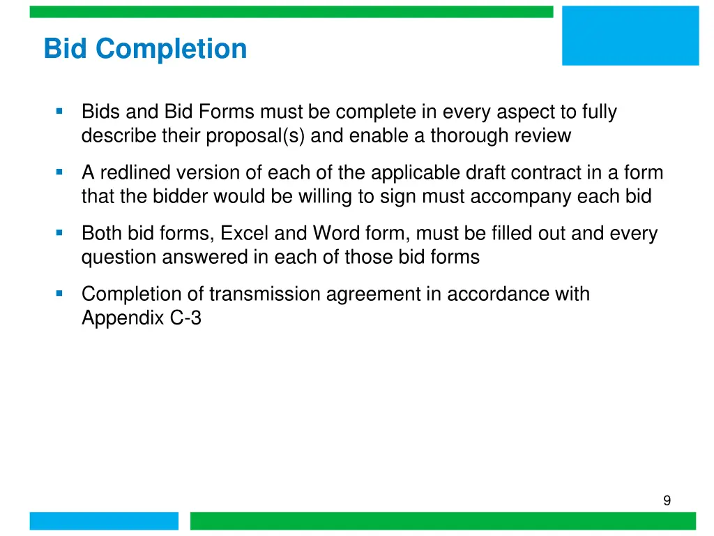 bid completion