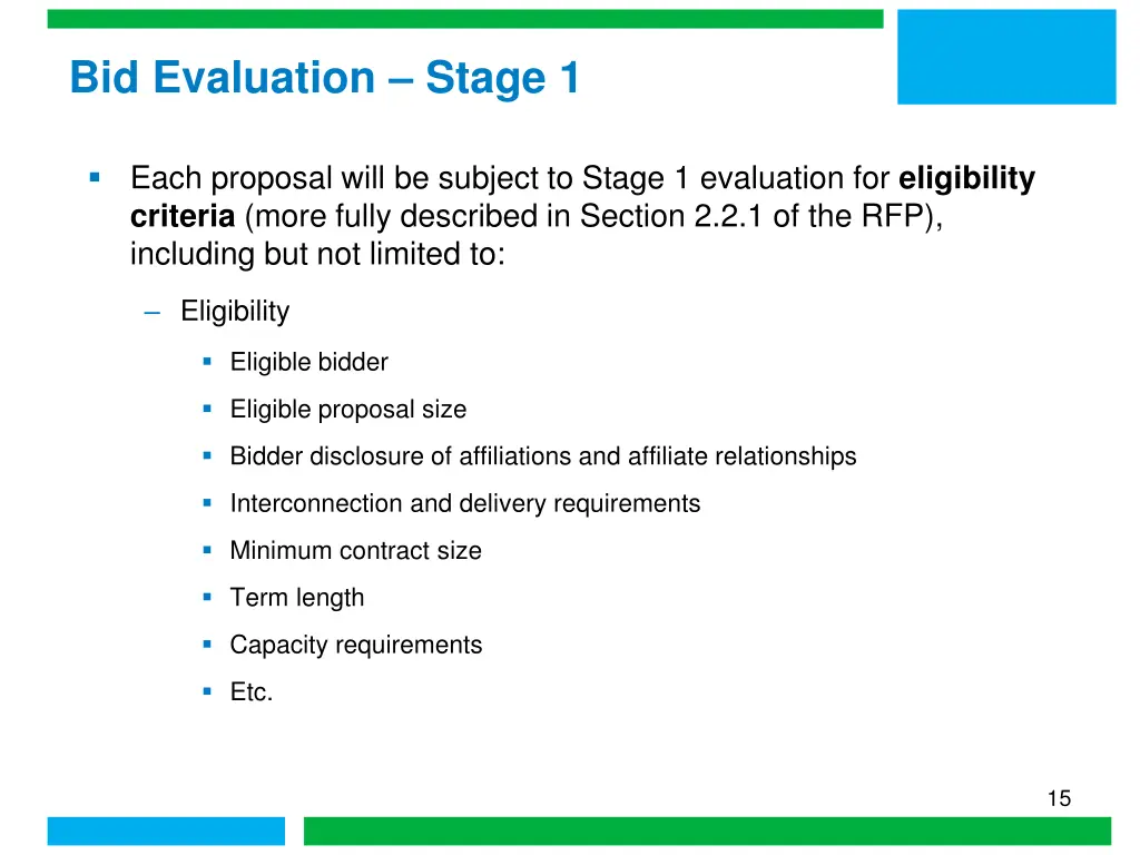 bid evaluation stage 1