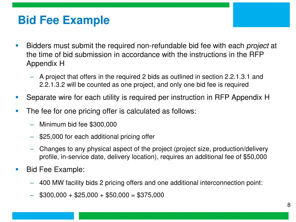 bid fee example