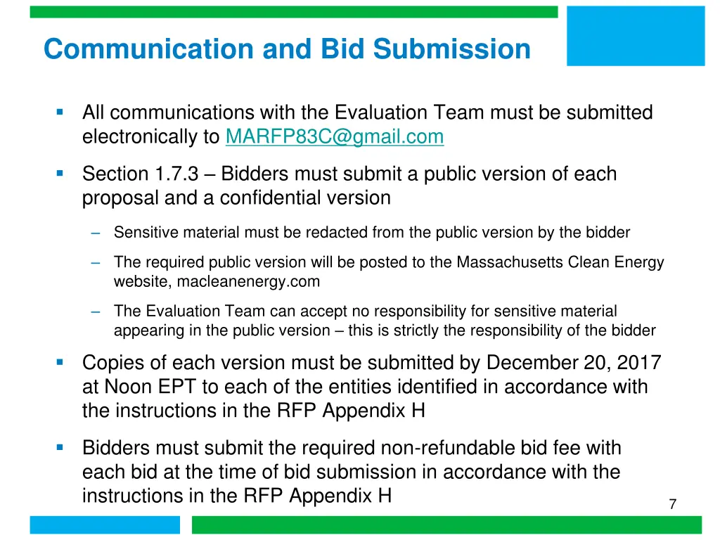 communication and bid submission