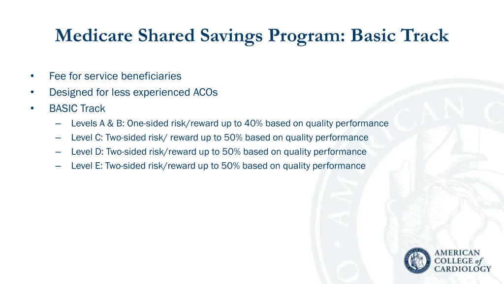 medicare shared savings program basic track