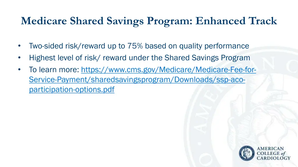 medicare shared savings program enhanced track
