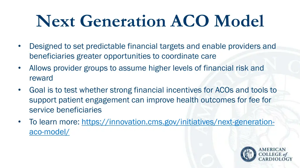 next generation aco model