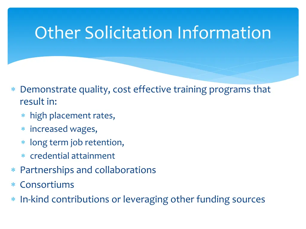 other solicitation information