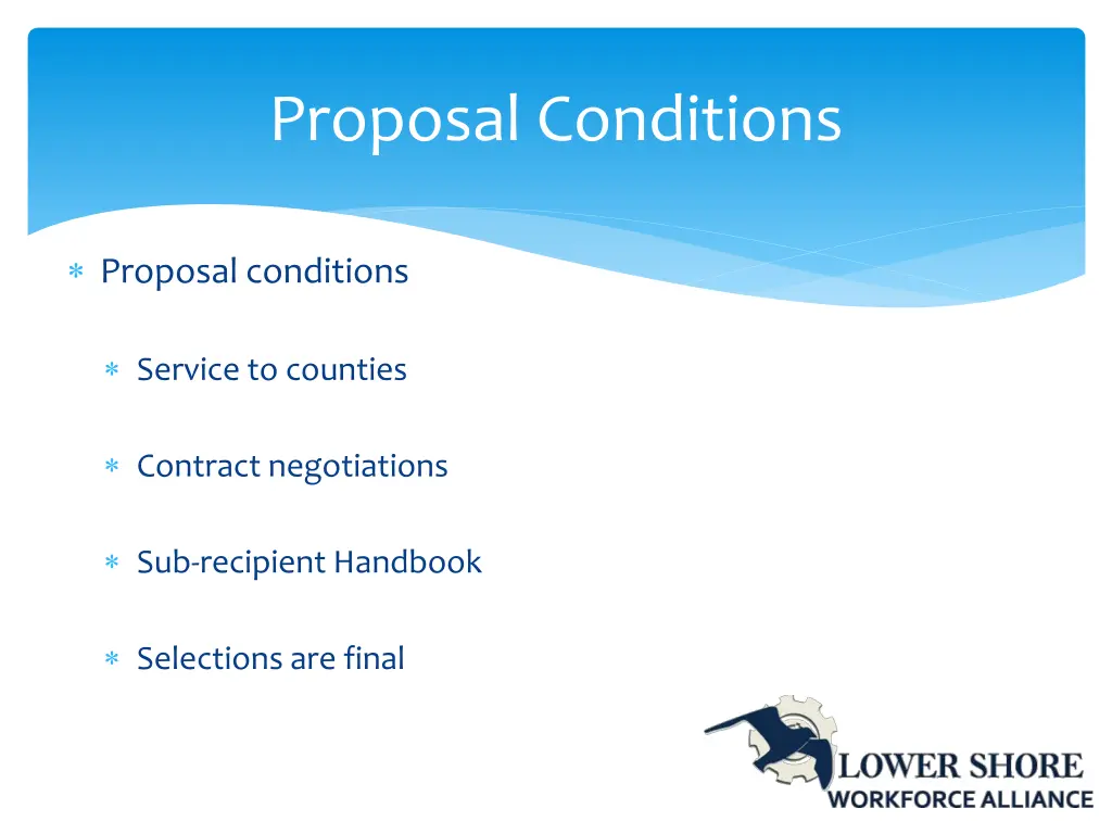 proposal conditions
