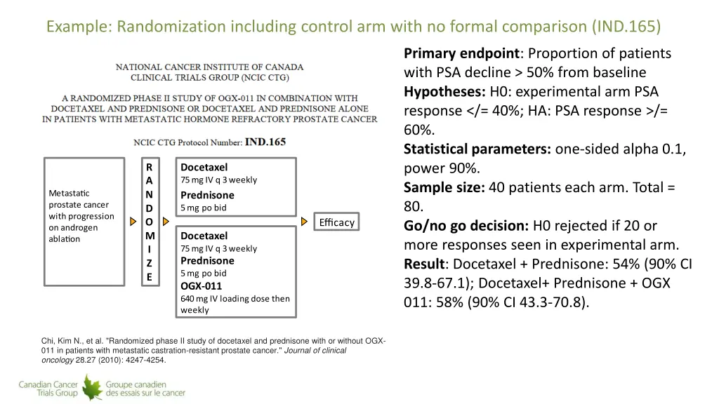 example randomization including control arm with