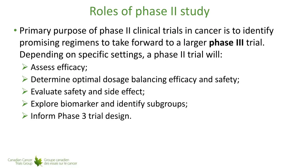 roles of phase ii study