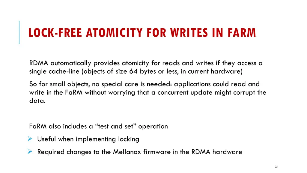 lock free atomicity for writes in farm