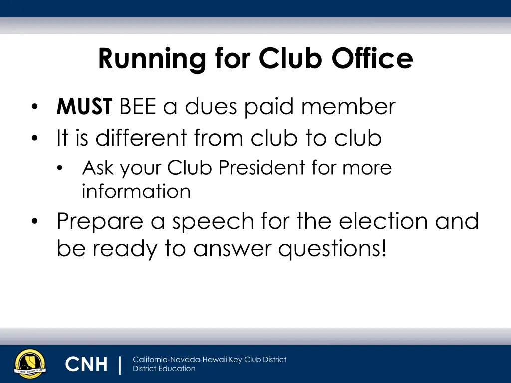 running for club office