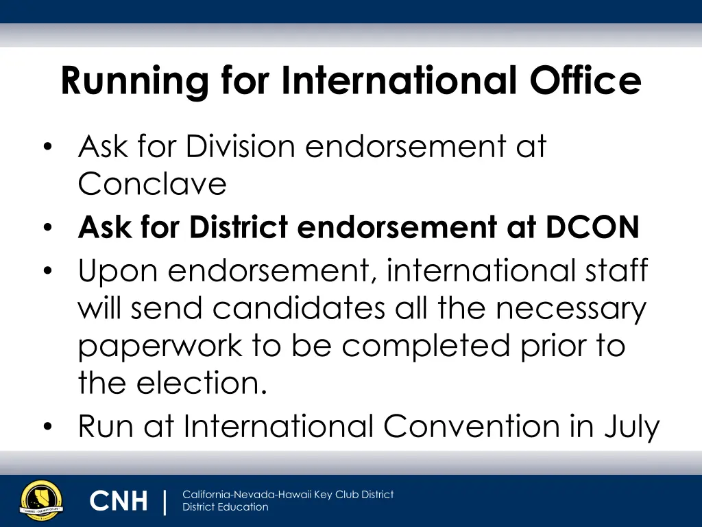 running for international office