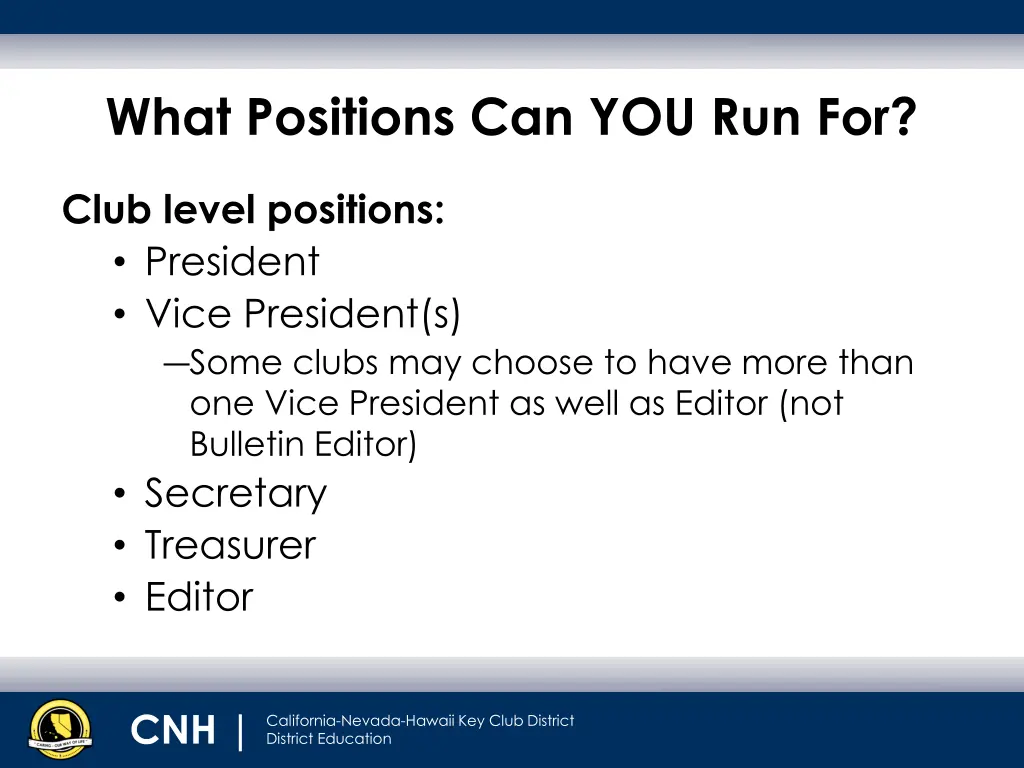 what positions can you run for