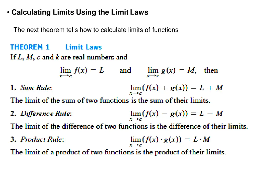calculating limits using the limit laws