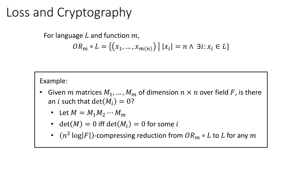 loss and cryptography