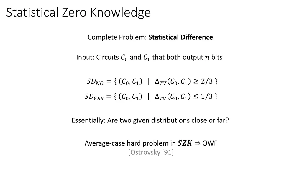 statistical zero knowledge