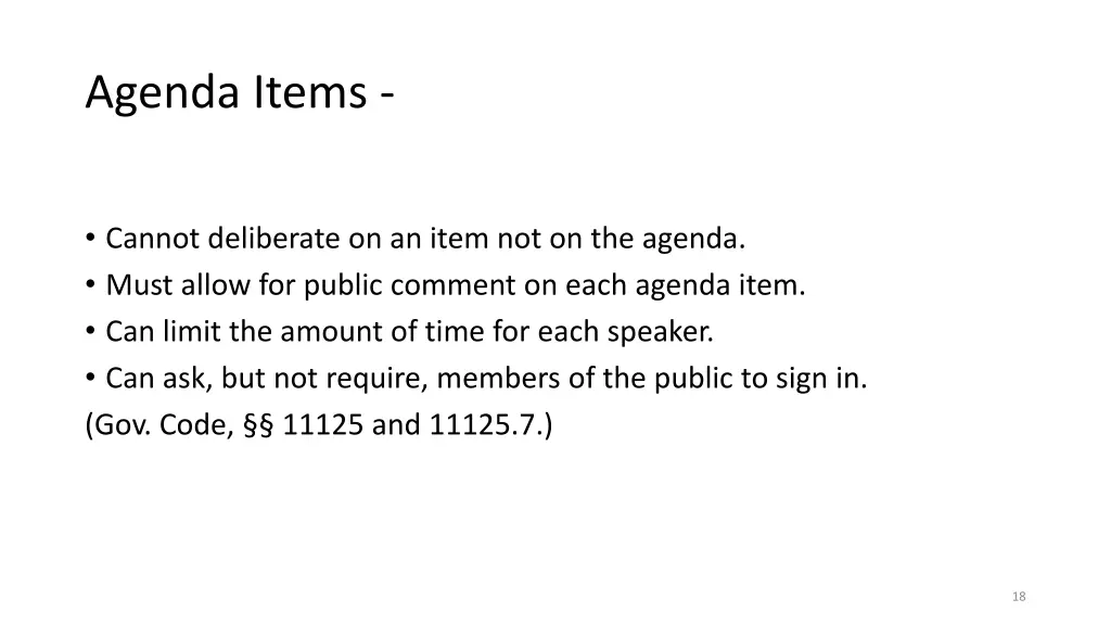 agenda items