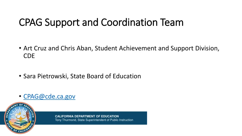 cpag support and coordination team cpag support