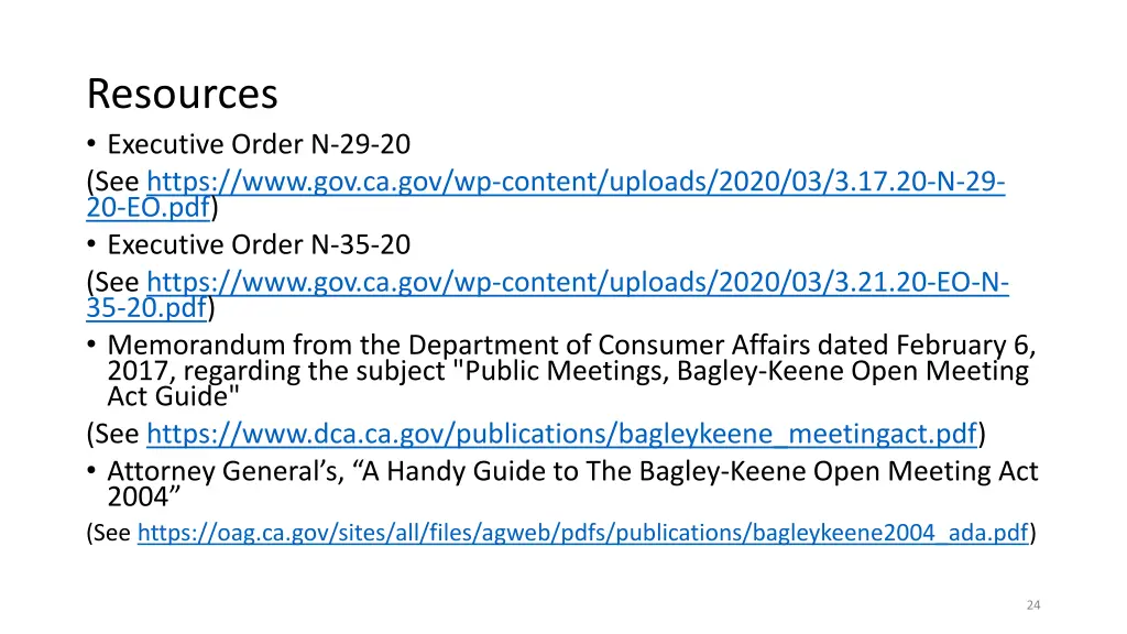 resources executive order n 29 20 see https