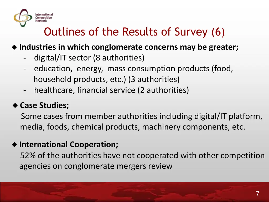 outlines of the results of survey 6