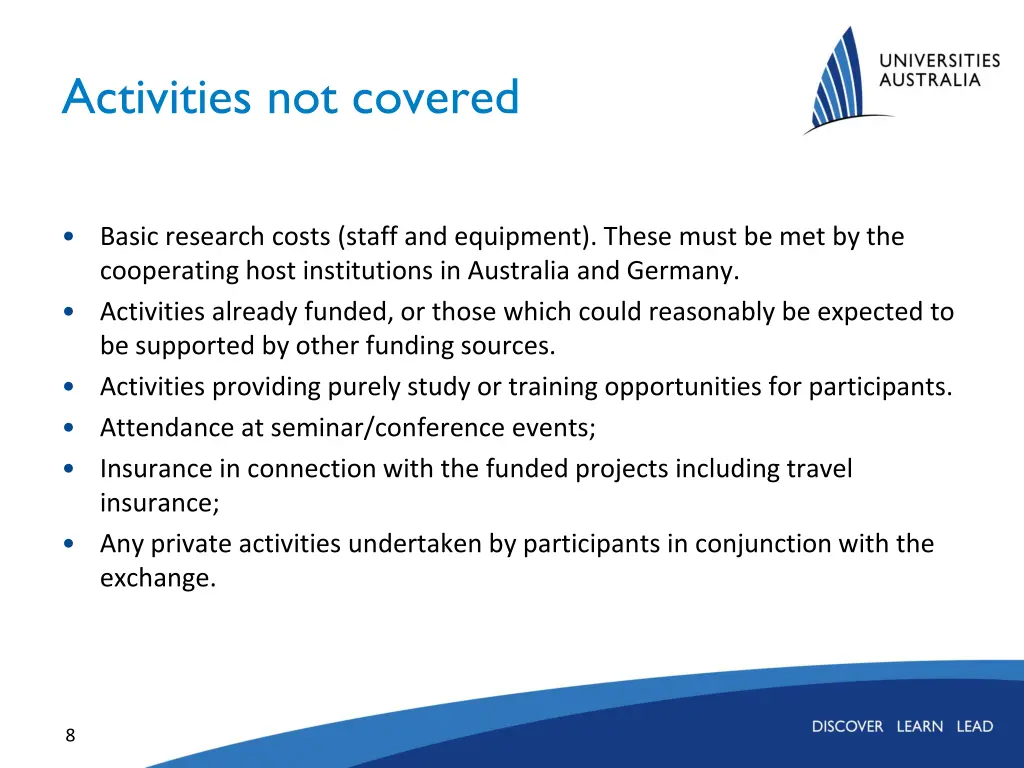 activities not covered