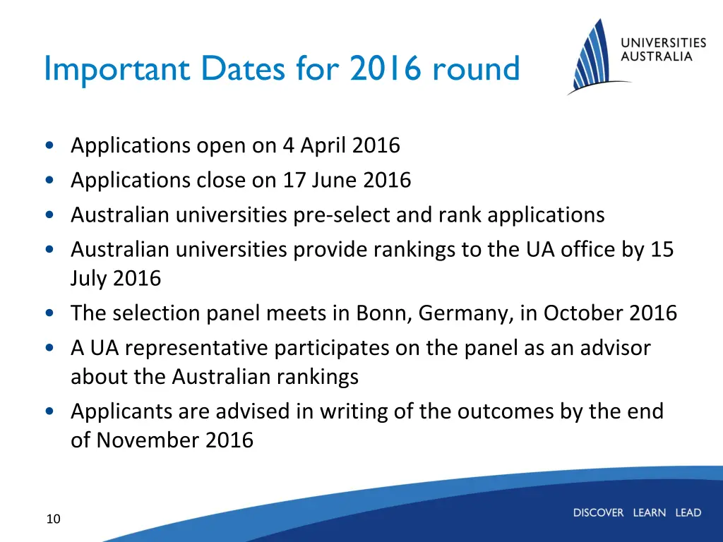 important dates for 2016 round