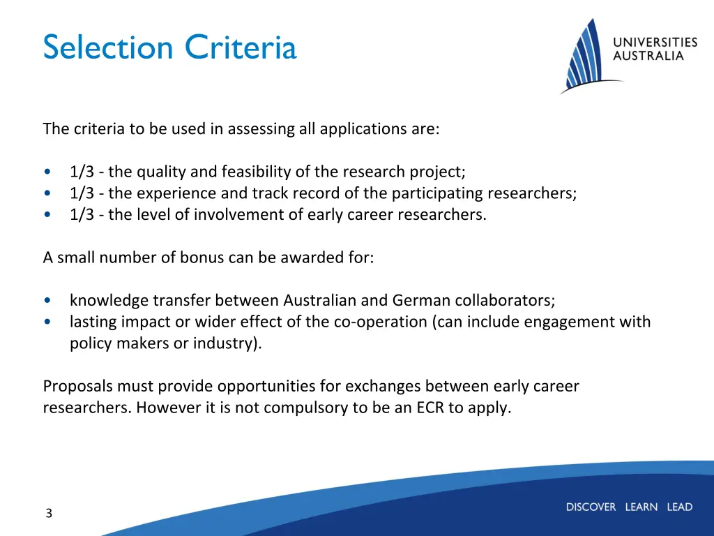 selection criteria