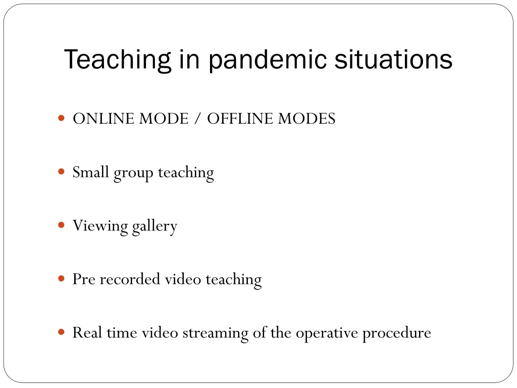 teaching in pandemic situations