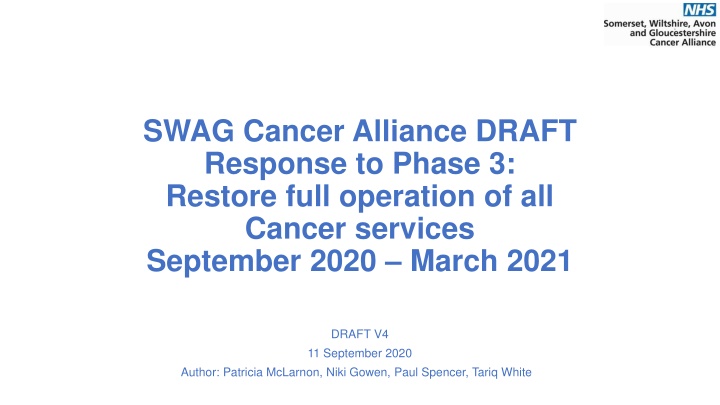 swag cancer alliance draft response to phase
