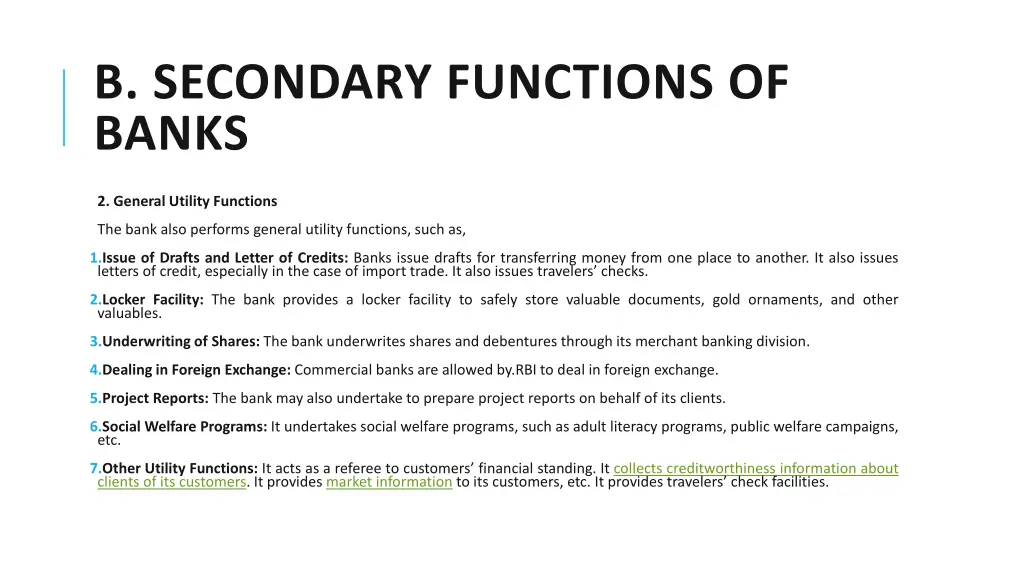 b secondary functions of banks 1