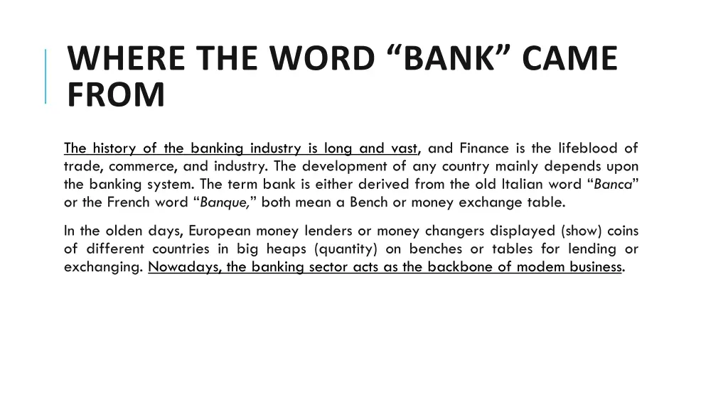 where the word bank came from
