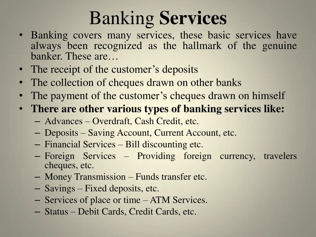 banking services