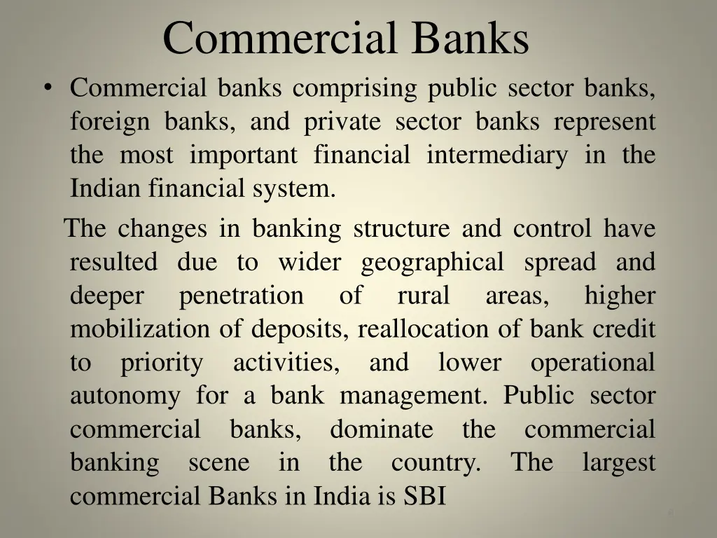 commercial banks commercial banks comprising