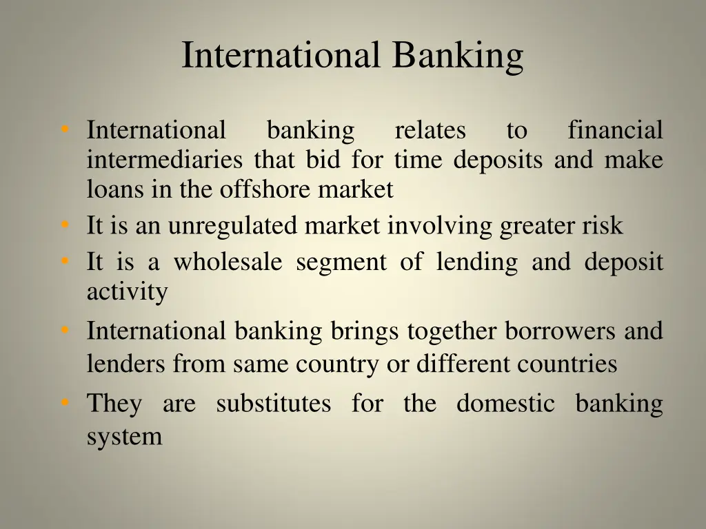 international banking
