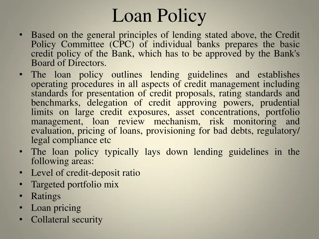 loan policy