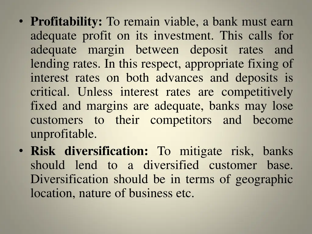 profitability to remain viable a bank must earn
