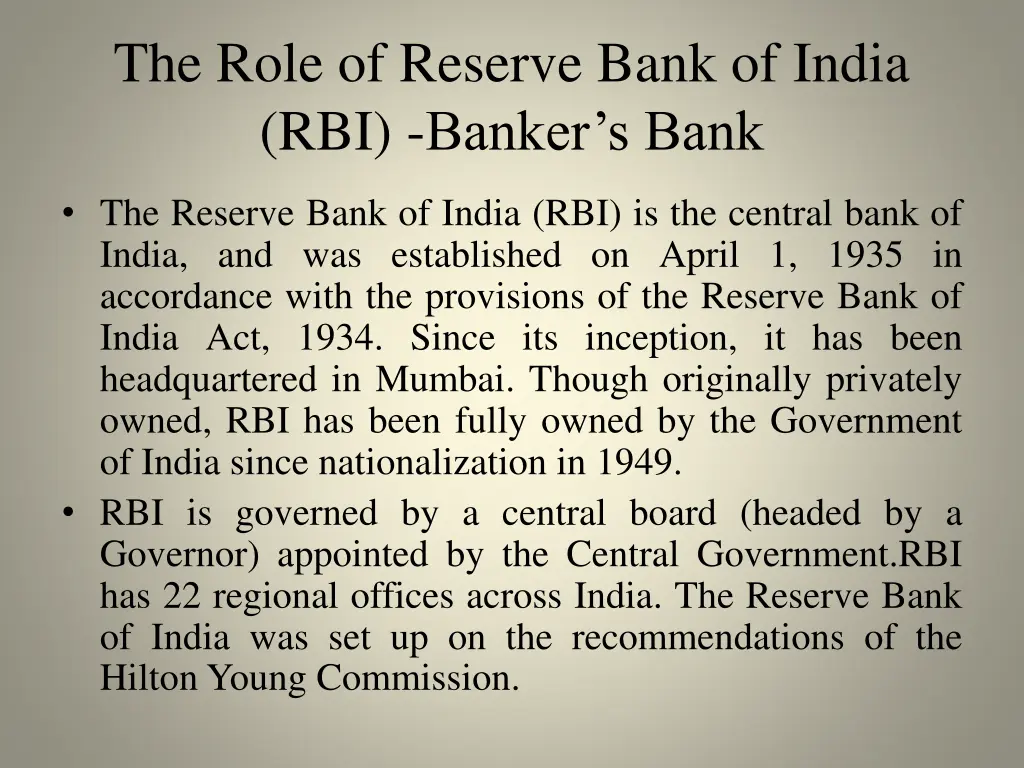 the role of reserve bank of india rbi banker