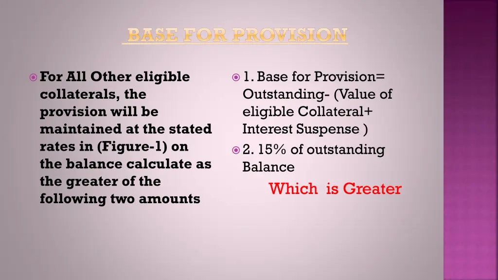 base for provision 1